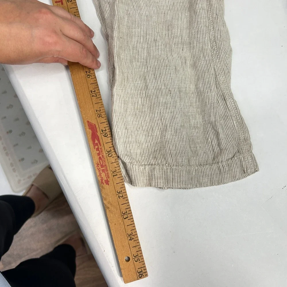 100% Linen Pants Mens 34x34 Drawstring Straight Leg Beige Costal Joseph & Feiss
